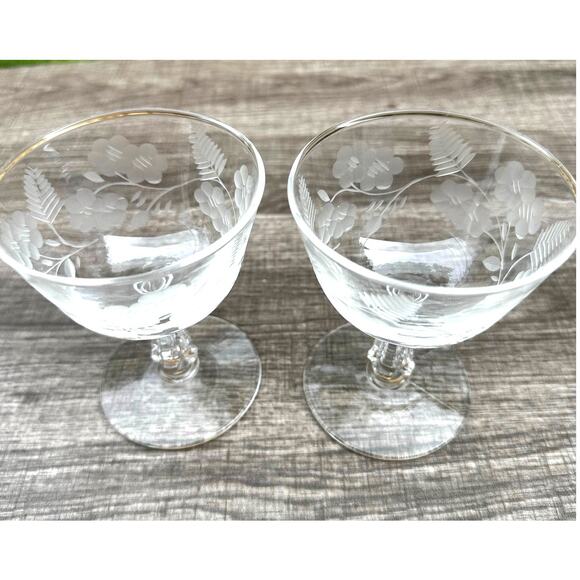 Libbey Crystal Garland Retired Blown Glass Vintage Low Sherbet Champagne-Set  2 - Picture 3 of 5